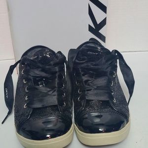 DKNY Sparkle Ribbon Lace Canvas Sneakers